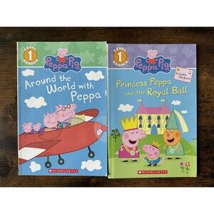 Lot of 5 Peppa Pig Books, Scholastic Level 1 Reader Paperbacks + Look and Find